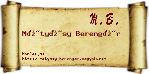 Mátyásy Berengár névjegykártya